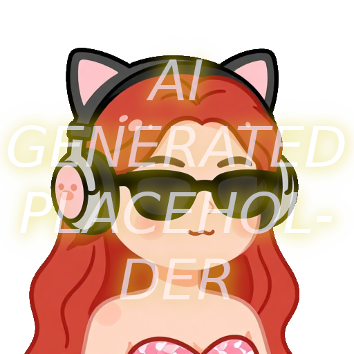 An AI generated image of: in a cartoon art style, close three-quarter headshot of a red-head mermaid with large breasts, wearing blue tinted aviator sunglasses, and headphones with cat ears on them
